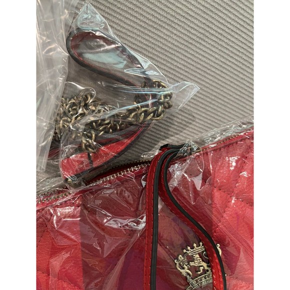 New Pratesi Firenze Made In Italy Leather Crossbody Chain Quilted Clutch Cherry - Picture 3 of 5